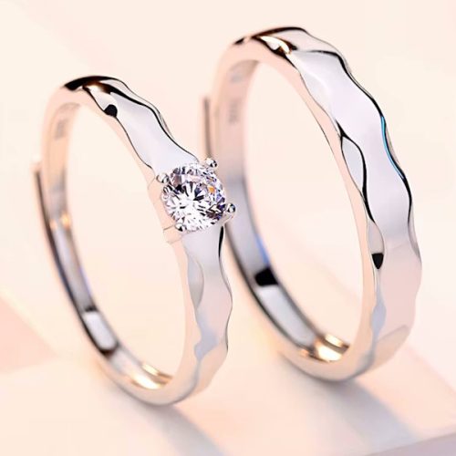 Ezüst karikagyűrű, egy pár, állítható méret