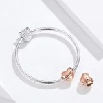 Strieborné srdiečko so zirkónovým kryštálom, ružové zlato