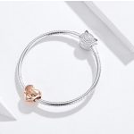 Strieborné srdiečko so zirkónovým kryštálom, ružové zlato