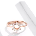 Strieborný prsteň s kvetmi, rosegold