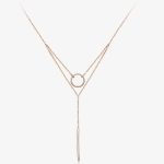 Strieborný dvojitý náhrdelník s obrúčkou, ružové zlato