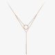 Strieborný dvojitý náhrdelník s obrúčkou, ružové zlato