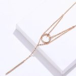 Strieborný dvojitý náhrdelník s obrúčkou, ružové zlato