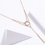 Strieborný dvojitý náhrdelník s obrúčkou, ružové zlato