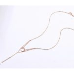 Strieborný dvojitý náhrdelník s obrúčkou, ružové zlato