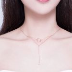 Strieborný dvojitý náhrdelník s obrúčkou, ružové zlato