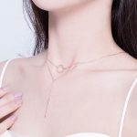 Strieborný dvojitý náhrdelník s obrúčkou, ružové zlato