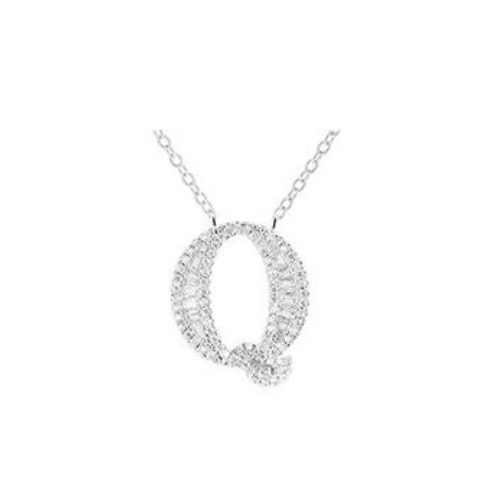 Strieborný náhrdelník s príveskom písmena, Q