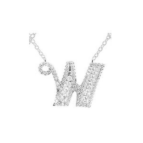 Strieborný náhrdelník s príveskom písmena, W