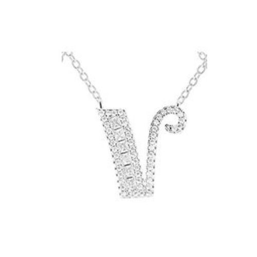 Strieborný náhrdelník s príveskom písmena, V
