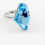 Prsteň v tvare diamantu, Aquamarine, zdobený kryštálom Swarovski, 7,25