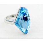 Prsteň v tvare diamantu, Aquamarine, zdobený kryštálmi Swarovski, 8