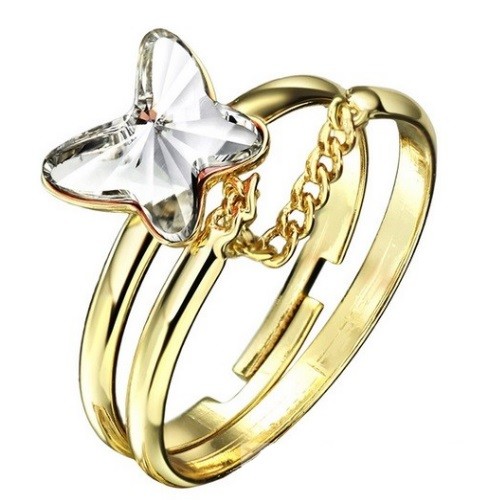 Dvojitý motýľový prsteň, biely