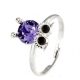 Prsteň so vzorom sovy, fialový, zdobený kryštálmi Swarovski