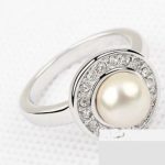 Perlový prsteň, zdobený kryštálom Swarovski, 7,25