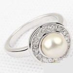 Perlový prsteň, zdobený kryštálom Swarovski, 8