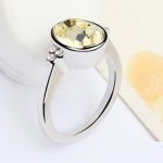 Okrúhly kamienkový prsteň, Žltobiely, zdobený kryštálom Swarovski, 6.5