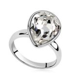 Krištáľový prsteň Water drop, Crystal, zdobený kryštálom Swarovski, 6.5