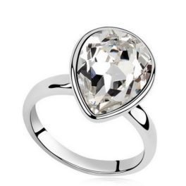   Krištáľový prsteň Water drop, Crystal, zdobený kryštálom Swarovski, 6.5