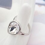 Krištáľový prsteň Water drop, Crystal, zdobený kryštálom Swarovski, 6.5