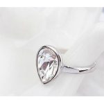 Krištáľový prsteň Water drop, Crystal, zdobený kryštálom Swarovski, 6.5