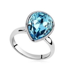   Prsteň s kryštálom Water drop, Aquamarine, zdobený kryštálom Swarovski, 8