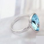 Prsteň s kryštálom Water drop, Aquamarine, zdobený kryštálom Swarovski, 8