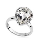 Prsteň kryštál Water drop, Crystal, zdobený kryštálom Swarovski, 7,25