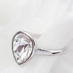 Prsteň kryštál Water drop, Crystal, zdobený kryštálom Swarovski, 7,25