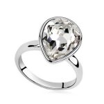 Prsteň kryštál Water drop, Crystal, zdobený kryštálom Swarovski, 8