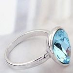 Prsteň kryštál Water drop, Aquamarine, zdobený kryštálom Swarovski, 6.5