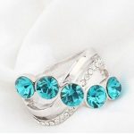 Elegantný kamienkový prsteň, Modrý zirkón, 6.5