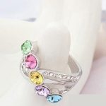 Elegantný kamienkový prsteň, Multicolor, 7,25