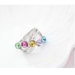 Elegantný kamienkový prsteň, Multicolor, 6.5