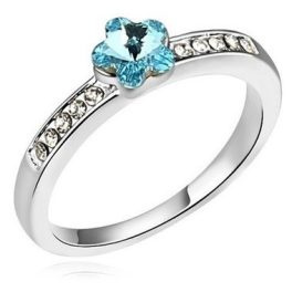   Prsteň v tvare kvetu, Aquamarine, zdobený kryštálmi Swarovski, 6.5