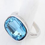 Oválny prsteň, Aquamarine, zdobený kryštálom Swarovski