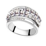 Prsteň kubický kameň, Crystal, zdobený kryštálmi Swarovski, 6.5