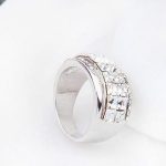 Prsteň kubický kameň, Crystal, zdobený kryštálmi Swarovski, 6.5