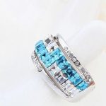 Kubický kamienkový prsteň, Aquamarine, zdobený kryštálmi Swarovski, 7.5