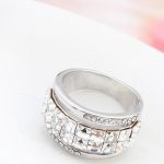 Prsteň kubický kameň, Crystal, zdobený kryštálom Swarovski, 7.5