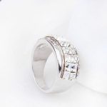 Prsteň kubický kameň, Crystal, zdobený kryštálom Swarovski, 7.5