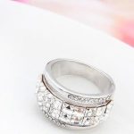 Prsteň kubický kameň, Crystal, zdobený kryštálom Swarovski, 8.5