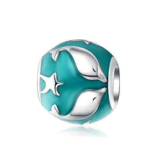 Strieborné kúzlo s delfínmi