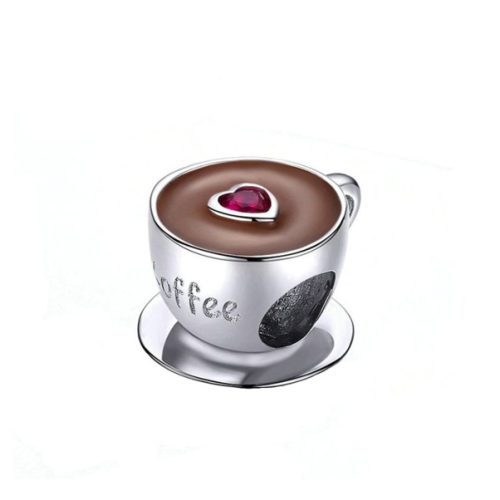 Strieborný prívesok, šálka kávy
