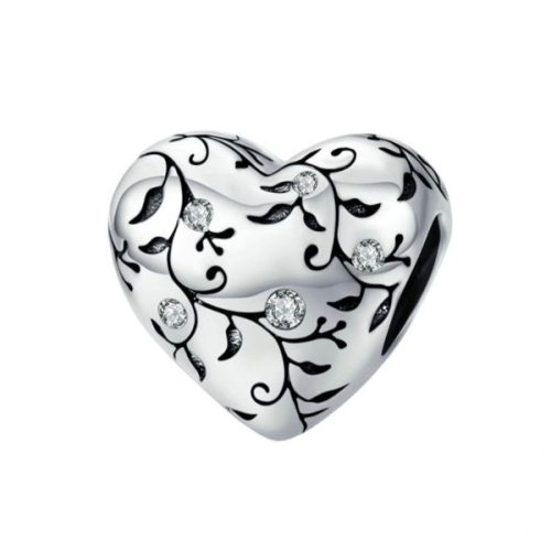 Strieborné kúzlo, srdce s indigovým vzorom