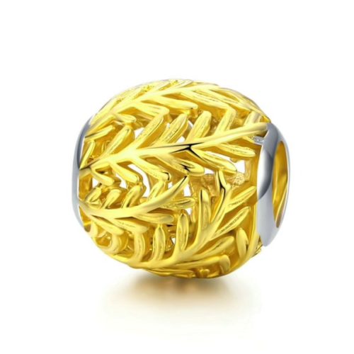 Strieborný prívesok so vzorom listov, zlatý