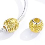 Strieborný prívesok so vzorom listov, zlatý