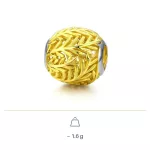 Strieborný charm s listovým vzorom, zlatý