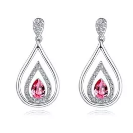 Kapkovité náušnice so Swarovski krištáľmi, ružové