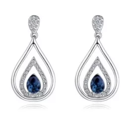 Kapkovité náušnice so Swarovski krištáľom, tmavomodré